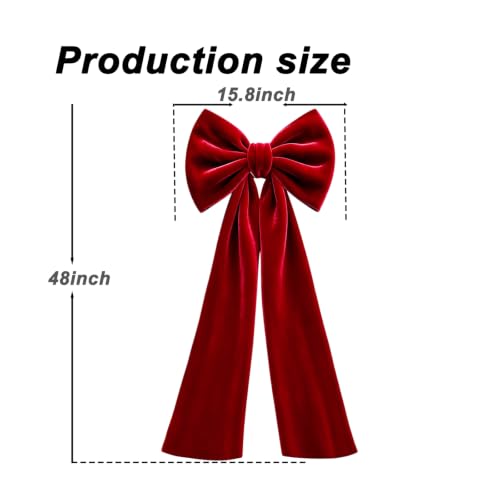 QIANGED Extra-Large Red Velvet Christmas Tree Topper Bow 15.8" x 48"