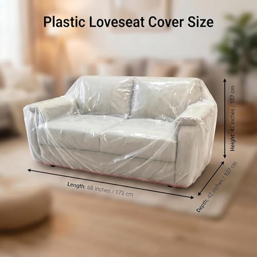 Clear Plastic Loveseat Cover with Elastic Band | Waterproof & Dustproof Protector for Moving
