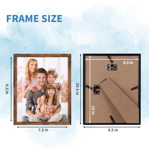 WIFTREY 18-Pack 8x10 Rustic Brown Picture Frames - Wall or Tabletop Bulk Set