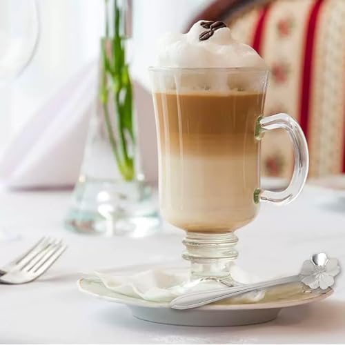 18-Piece Irish Coffee Mug Set with Handles and Sakura Spoons - 8.5 oz Glass Drinkware for Parties & Home