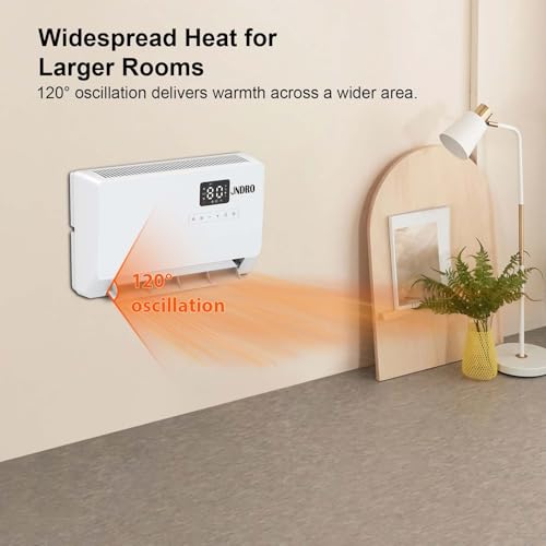 Wall-Mounted Electric Space Heater with Thermostat and Remote