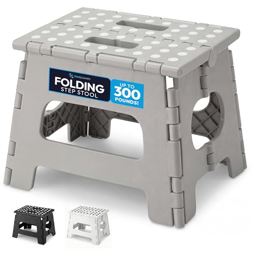 8-Inch Folding Step Stool - Non-Slip Collapsible Plastic Stool (300 lbs)