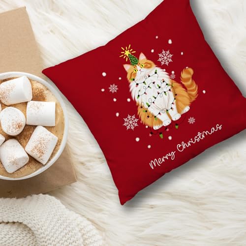 GDJIEGBC Funny Orange Cat Christmas Pillow Cover 18x18 P — Seasonal Home Decor