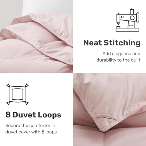 Queen All Season Goose Feather Down Fiber Comforter, Pink (88" x 88")