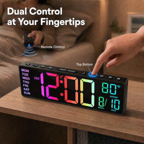 10.5-Inch Large Digital Alarm Clock with LED Display, Remote and Dual Alarm