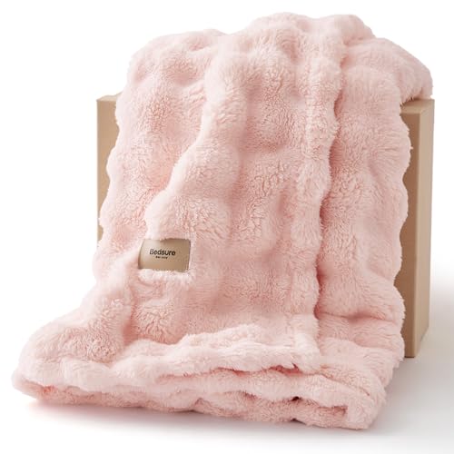 3D Bubble Fleece Throw Blanket - Soft Lightweight Queen Bed Blanket