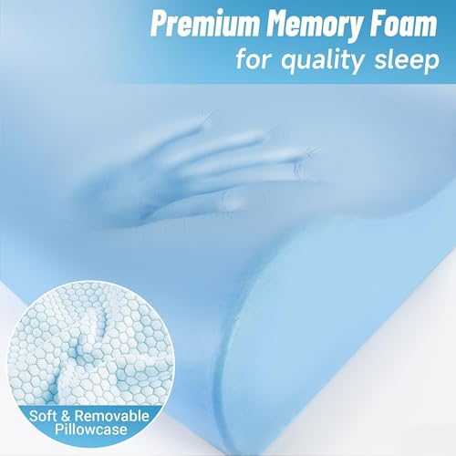 Ergonomic Memory Foam Neck Pillow for Pain Relief, Blue