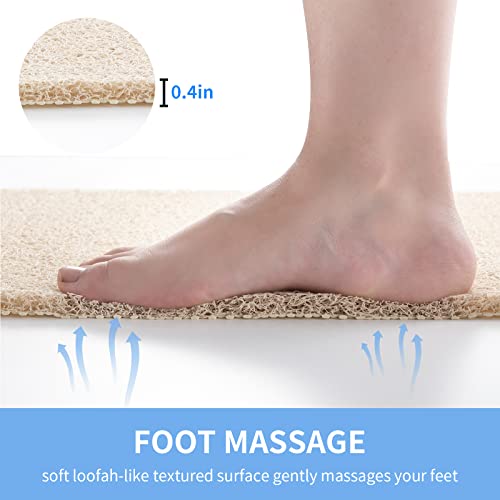 Hargiis Non-Slip Bathtub Mat, 24x16 Beige Loofah Shower & Foot Scrubber Mat