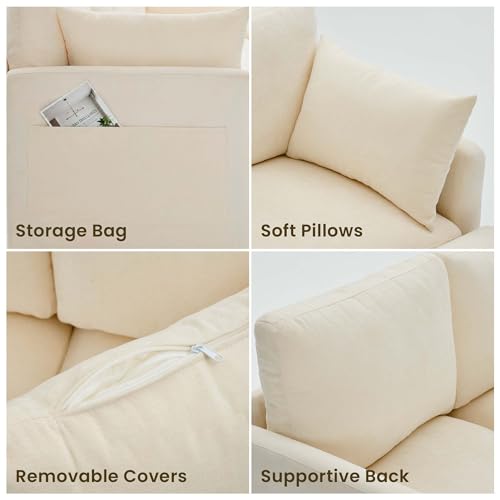 Iroomy Beige Modular Cloud Sectional Sofa with Ottoman – 3 Seat & Ottoman Set