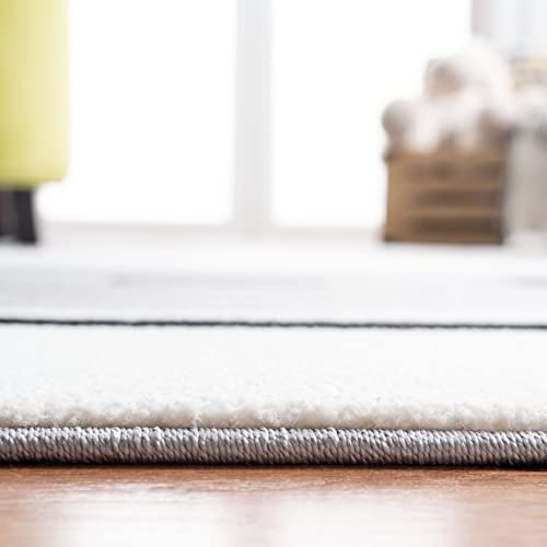 SAFAVIEH Carousel Kids Collection Area Rug - 3' Square, Grey & Ivory, Non-Shedding & Easy Care, Ideal for High Traffic Areas for Boys & Girls in Playroom, Nursery, Bedroom (CRK140F)