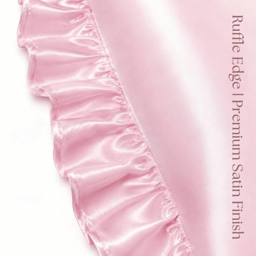 Ruffled Satin Pillow Shams - Blush Pink Standard 20x26 Inch Set of 2