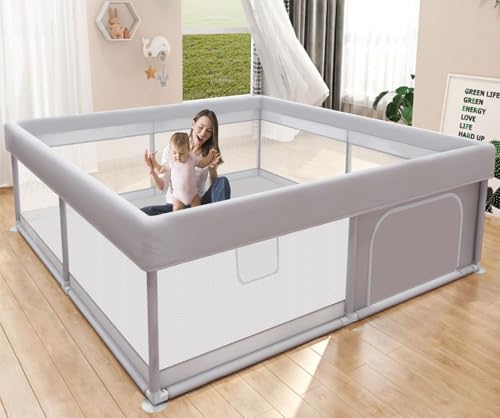 Hiaksedt Baby Playpen 50x50 Inch Sturdy Safety Play Yard with Breathable Mesh