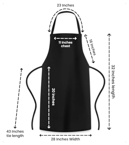 Unisex Kitchen Apron with Extra Long Ties - Durable Polyester Chef Apron