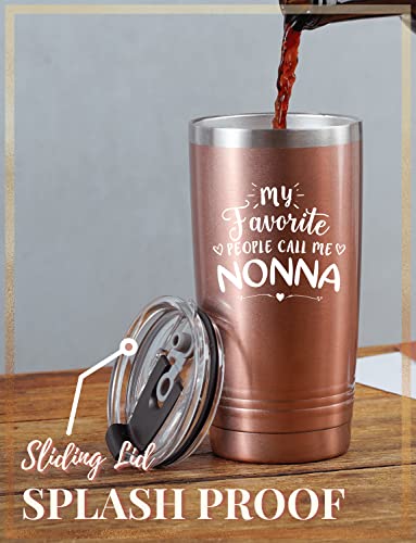 Onebttl Nonna Gifts 20 oz Insulated Stainless Steel Wine Tumbler with Lid – Rose Gold, Call me Nonna