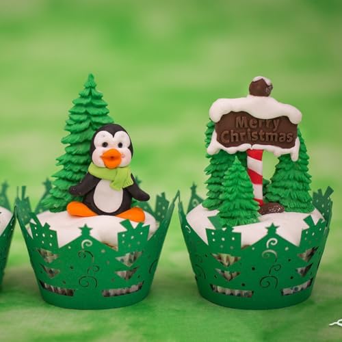 Christmas Tree Silicone Molds 4pc m136 - Pine, Snowflake & Fir Fondant & Chocolate Molds