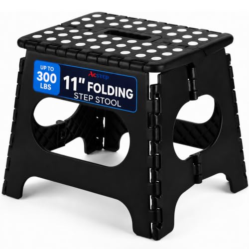 11-Inch Folding Step Stool - Heavy Duty 300 lbs Capacity Collapsible Stool