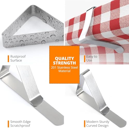 Stainless Steel Tablecloth Clips - 12 Pack Rust-Proof Table Cover Holders