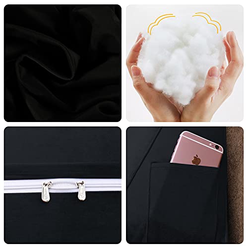 Cotton Velvet Wedge Headboard Pillow - Twin Size Back Support Cushion, Soft and Removable Cover