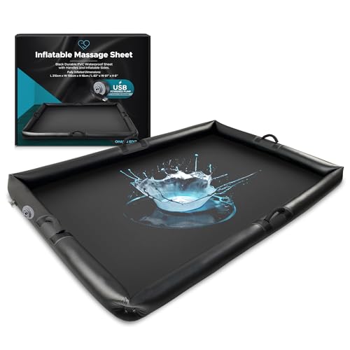Inflatable Nuru Massage Sheet with Handles and USB-C Pump, 210x156cm