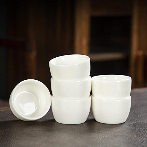 Sizikato 6pcs White Chinese Porcelain Sake Tea Cups 50ml - Exquisite & Durable - Variation C