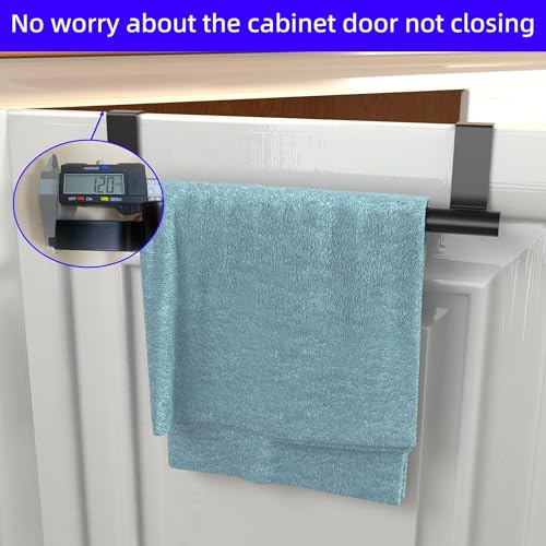 Over Cabinet Door Towel Bar 2-Pack, Matte Black Stainless Steel Dish Towel Rack