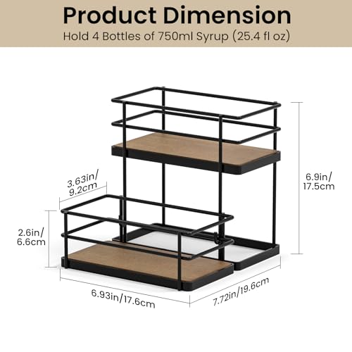 2-Tier Coffee Syrup Rack Organizer, 4-Bottle Countertop Storage Stand