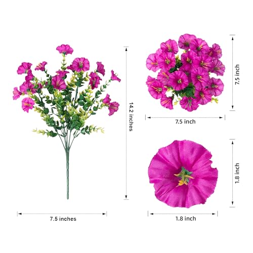 Outdoor Artificial Morning Glory Flowers - 12 Bundles UV Resistant Faux Plants