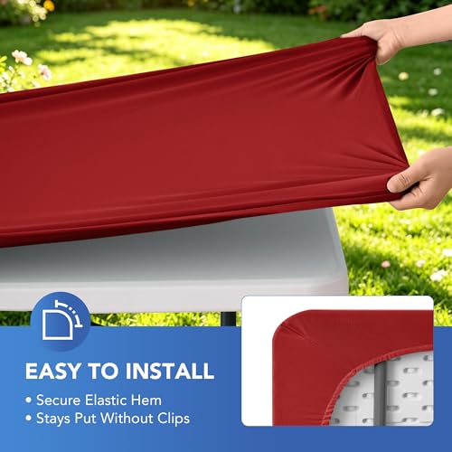 Enjoyidea Red 36x36 Inch Card Table Covers 2-Pack Fitted Elastic Spandex