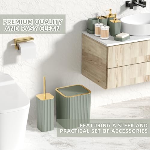 26-Piece Sage Green Bathroom Accessory Set with Shower Curtain and Rugs