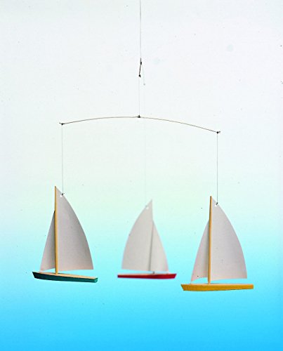 Dinghy Regatta Hanging Mobile - Handmade Beech Wood Sailing Decor