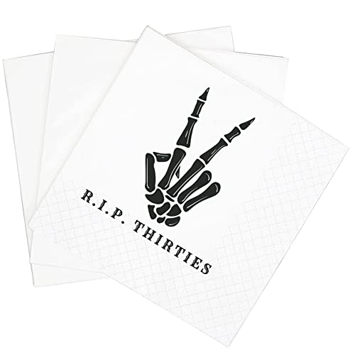SharkBliss RIP Thirties 40th Birthday Cocktail Napkins, 100 Pack - Funny Party Supplies