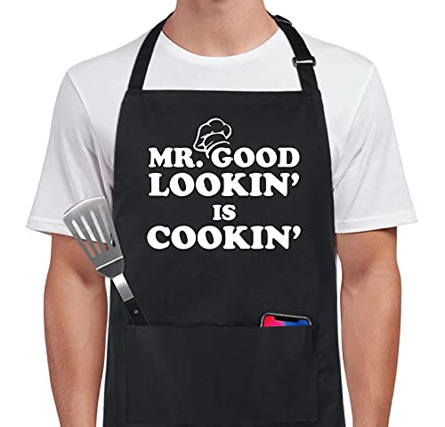 Cotton Adjustable Bib Apron with 2 Pockets for Cooking and BBQ