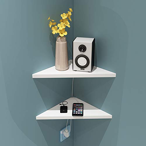 Floating Corner Wall Shelves - Set of 2 Waterproof ABS Shelves for Home Decor