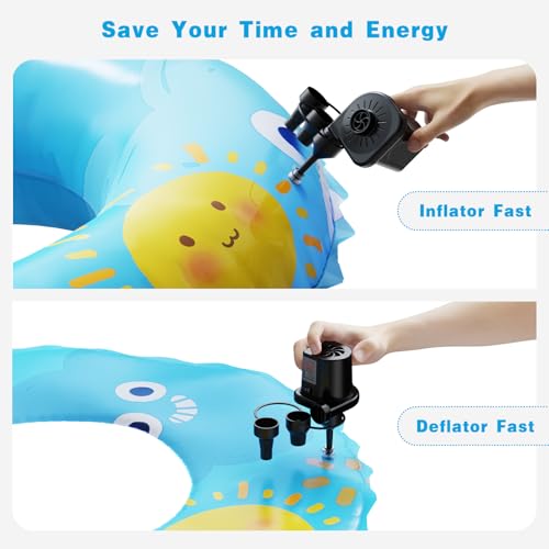 Portable Electric Air Pump for Inflatables with 3 Nozzles, 110-120V AC