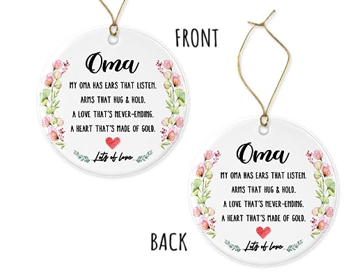 OystersPearl Oma Christmas Ornament - Keepsake Ceramic Holiday Decor Gift
