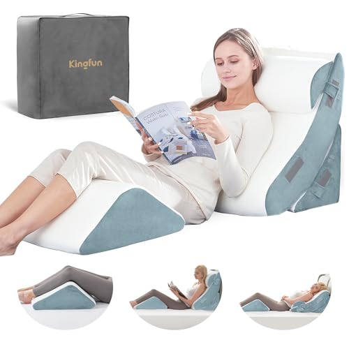 4-Piece Memory Foam Wedge Pillow Set for Pain Relief & Support