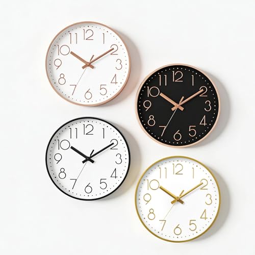 Silent Rose Gold Wall Clock 8 Inch - Non-Ticking Battery Operated