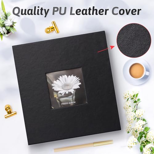 4x6 Photo Album with Writing Space and Leather Cover, Holds 200 Photos