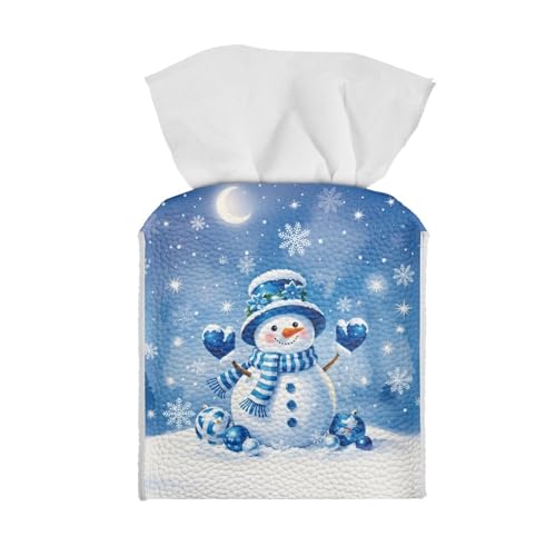 Christmas Snowman PU Leather Tissue Box Cover with Bottom Belt – Eheartsgir