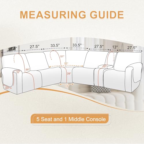 Waterproof Quilted Reclining Sectional Couch Cover - XL 5 Seat