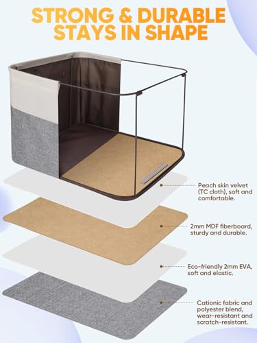 Fabric Closet Storage Bins Grey 12x8x8 Inch Linen Organizer Basket