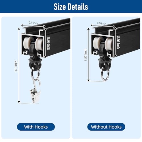 15ft Ceiling or Wall Mount Curtain Track Set - Heavy Duty Aluminum Rail