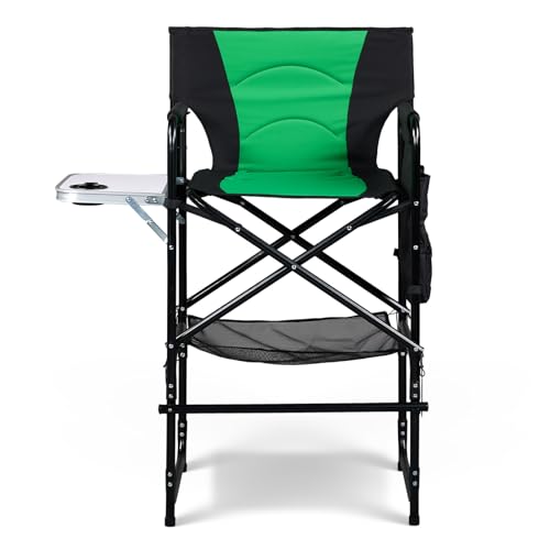 31-Inch Tall Folding Director Chair with Side Table & Storage, Green