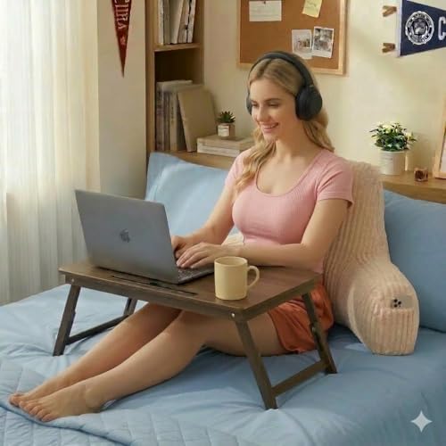 Ergonomic Reading Pillow with Armrest - 17" Back Support for Bed