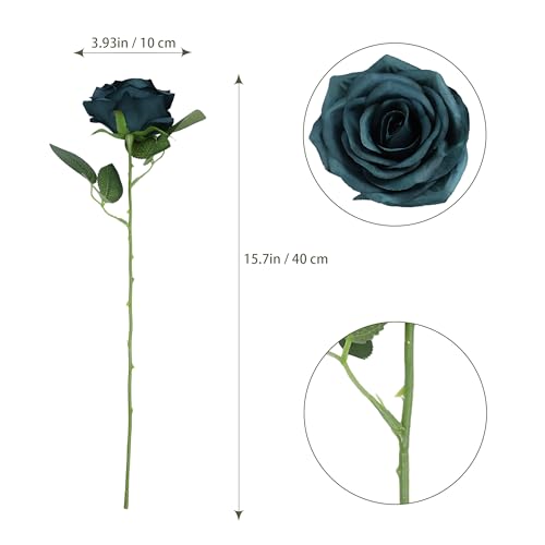 NEVISI 50Pcs Emerald Green Artificial Rose Flowers for Christmas Decor