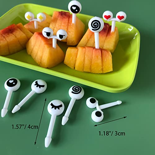 HYMAOME 20pcs Kids Bento Box Fruit Picks Eye Design for Lunchbox, 2" Cute Food Toothpicks