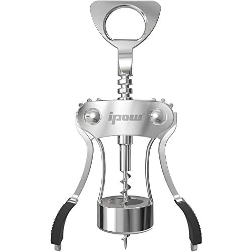 IPOW Silver Zinc Alloy Wing Corkscrew with Built-in Bottle Opener