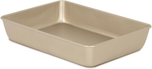 Glad Nonstick Baking Pan - Oblong Metal Dish for Cakes & Lasagna - Heavy Duty Carbon Steel, Small, Gold