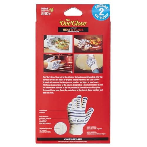 Heat Resistant 5-Finger Oven Mitts - Flame Retardant Gloves, 2 Pack