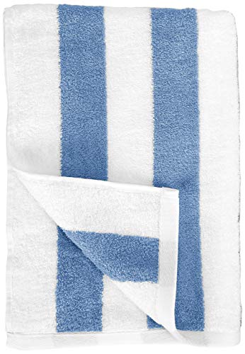 Large 30x60 Cabana Stripe Beach Towels, 100% Cotton, 2-Pack - Sky Blue